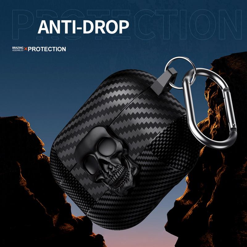 Чехол для наушников с текстурой карбона для AirPods 4-го поколения Pro 3 2, Чехол для Bluetooth-гарнитуры AirPods Pro 3 2, Беспроводной зарядный кейс для наушников с брелоком