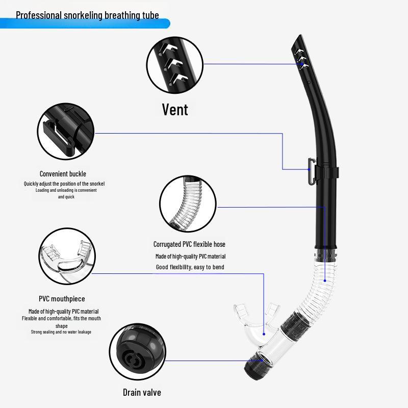 Snorkeling Set: Wide-View Mask & Semi-Dry Breathing Tube - Silicone Diving Goggles 2-Piece Kit