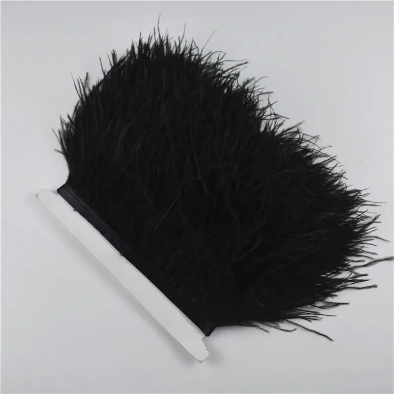 1M 5M 10Meter 8-10Cm Black Ostrich Feather Trims Natural White Ostrich Feather For Craft Ribbon Fringe For Skirt Party Clothing