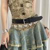 Leather Women's Belt Gothic Dress Jeans Belt Niche Rivet Waist Belt  Streetwear