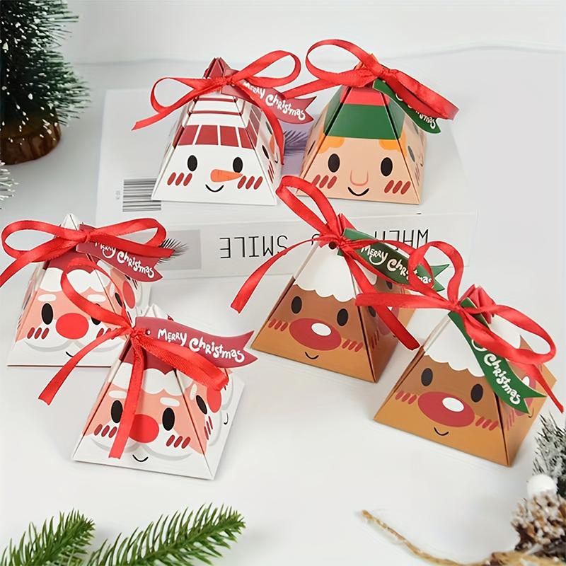 50 шт. Треугольная подарочная коробка, бумажная коробка для конфет, подарочная коробка с треугольной коробкой для конфет, Санта-Клаус, рождественская подарочная коробка, праздничная атмосфера, милая