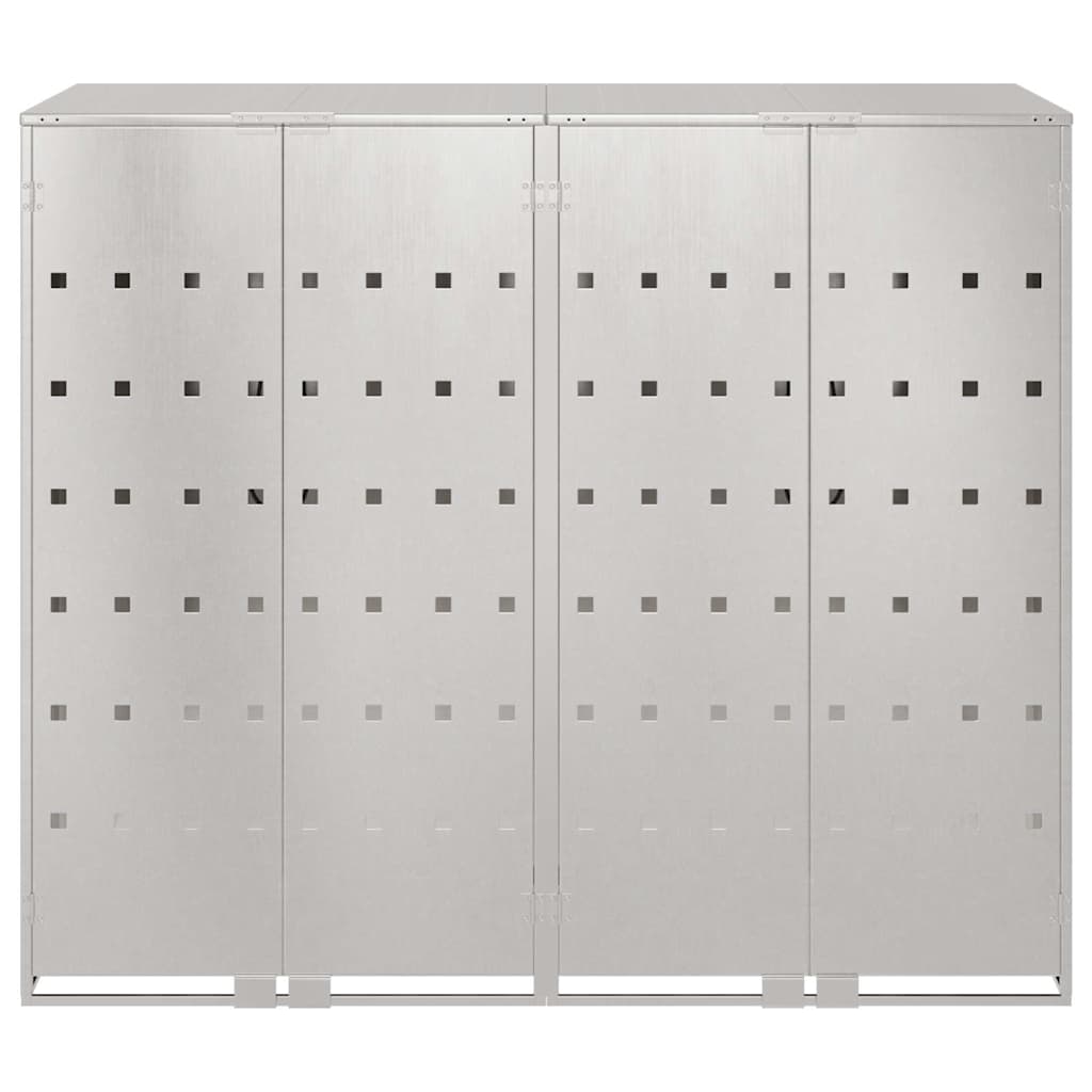 Waste Bin Storage for 2 Bins Silver 136 x 77.5 x 115.5 cm