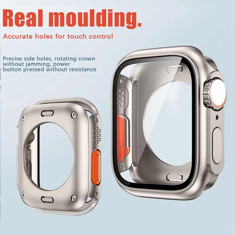 Замена корпуса ПК на Ultra для Apple Watch 10 46/42MM Защитная крышка для экрана Закаленное стекло для IWatch Series9 8 7 SE 6 5 4 44/45MM