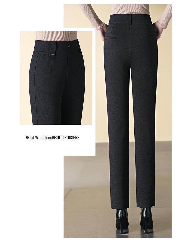 Women's High-Waisted Fleece-Lined Straight-Leg Pants, New for Autumn/Winter 2024, Plus Size Available, Warm Casual Mom Trousers.
