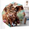 Cow, Flowers Theme 8 Bone Hand Automatic Folding Fashion umbrella, Compact and Portable Design, A Perfect Gift for Birthday, Christmas or Bu