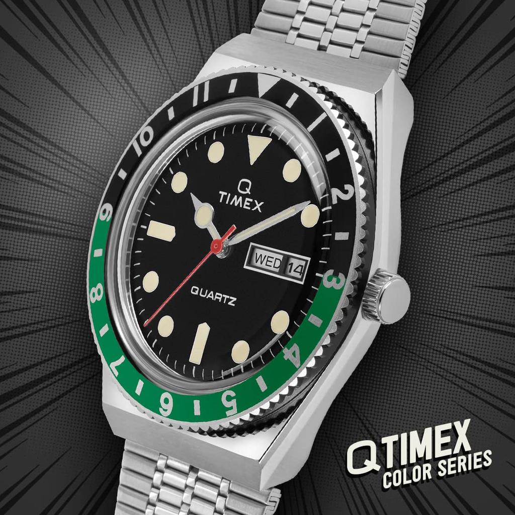 TIMEX Мужские часы Q Черный x Зеленый TW2U60900
