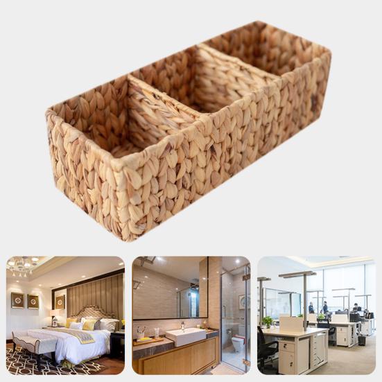 Игрушки Косметика Плетеная корзина Плетеная корзина с разделителями Большая вместимость Экологичный многоцелевой органайзер для ящиков стола Корзина для хранения