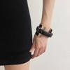 Armlet Belt Buckle Leather Bracelet Silver Women Open Bangle Exaggerated Metal Bangle  Versatile