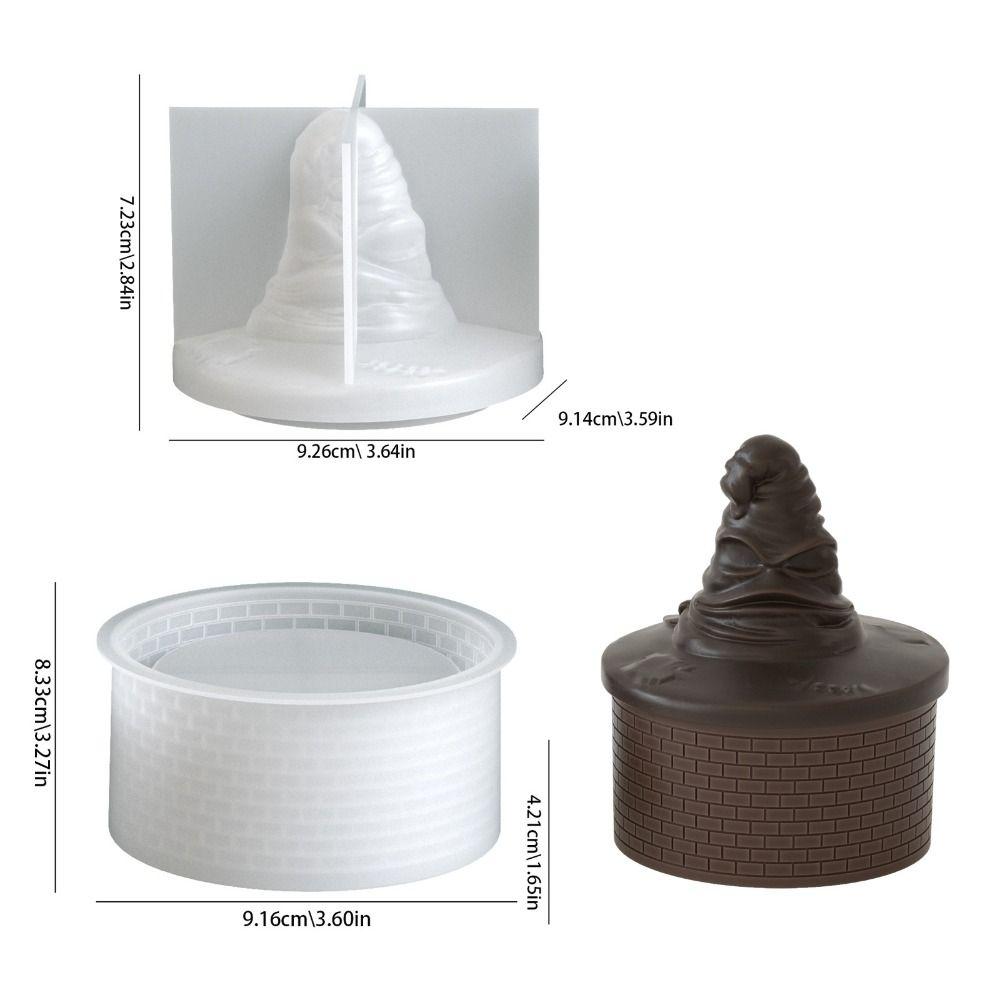 Silicone Wizard Hat Candle Cup Mold with Lid Plaster Mold Creative Resin Mold Home Decor