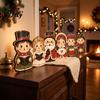 Wooden Christmas Tree Ornaments 6Pcs Figurines, Vintage Desktop Ornaments, Retro Cartoon Centerpieces Tabletop Decorations for Tiered Tray And Holiday