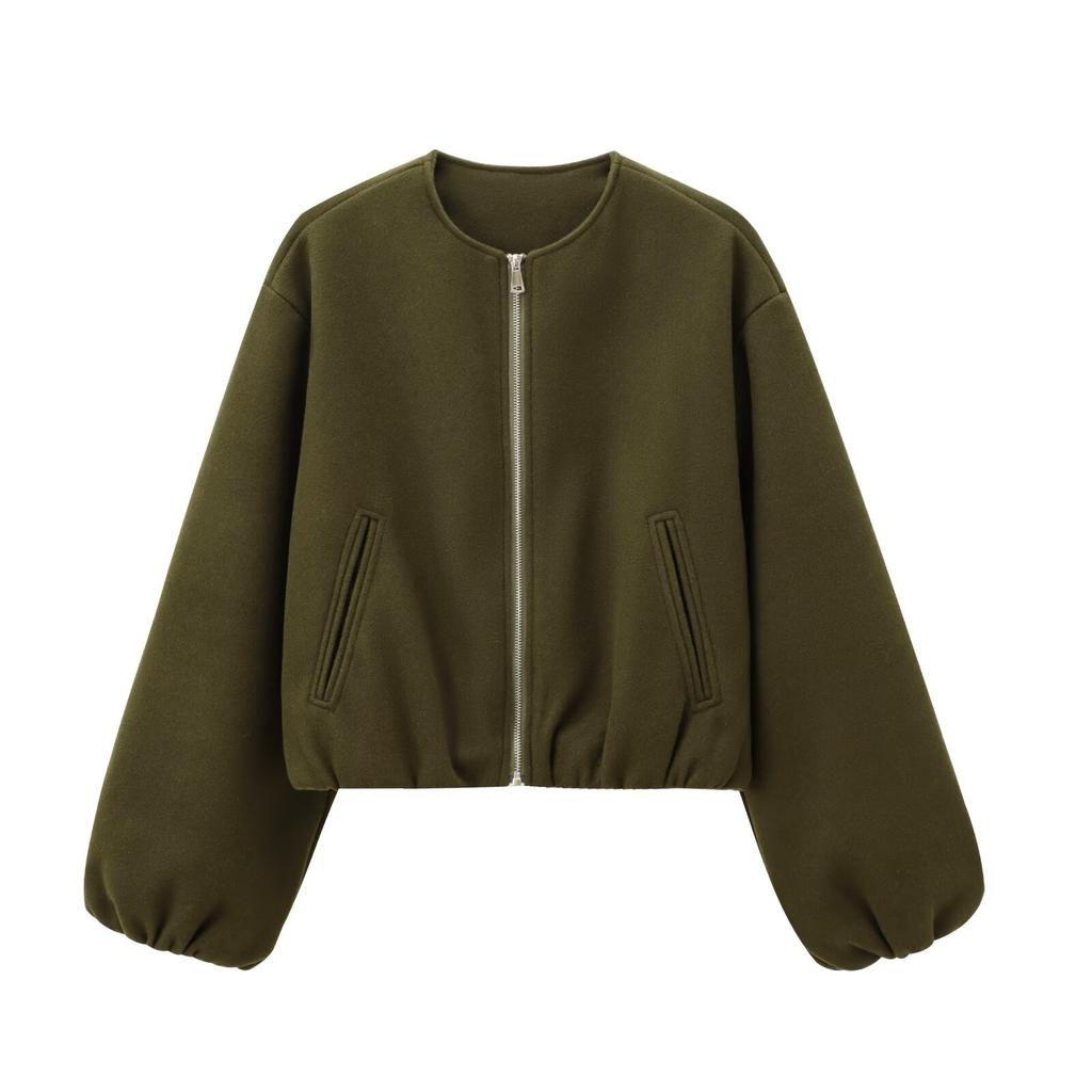 Oversized Soft Bomber Jacket for Women, Long Sleeve Coat, Front Zipper, Female Outerwear, Chic Tops, Fashion
