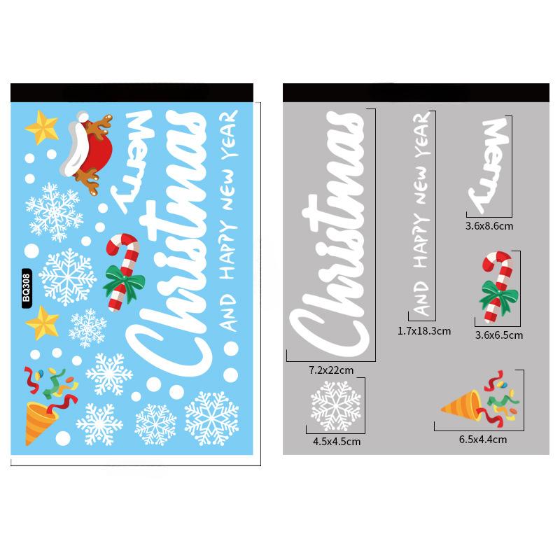 Christmas Decoration Window Stickers Cartoon Elk Santa Claus Snowman Xmas Mirror Stickers Merry Christma Sticker New Year