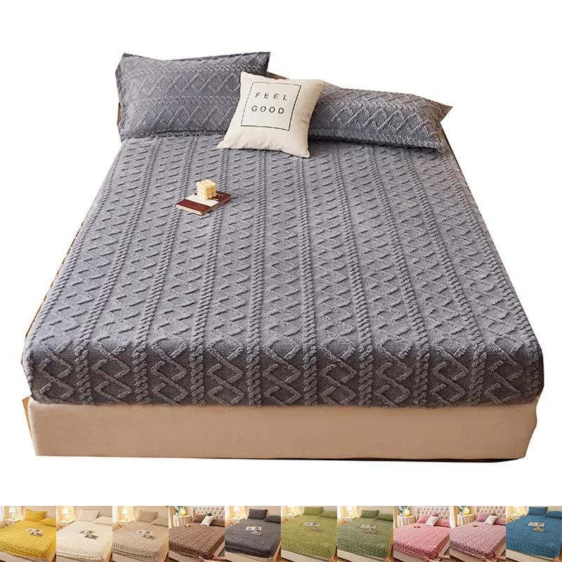 150x200/180x200/200x220 см Коралловая бархатная простыня Покрывало молочный бархатный защитный чехол для матраса Зимнее плюшевое изоляционное покрывало