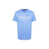 Polo Letter Print Loose Short Sleeve T-Shirt Men Tops Light-Blue 710860829-002