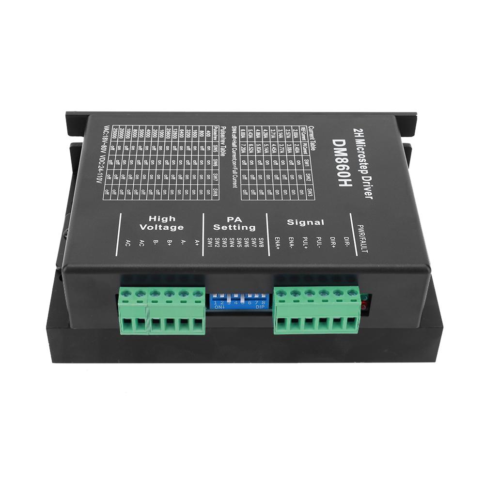 DM860H DM860 Контроллер шагового двигателя 0-200 кГц 2-фазный шаговый драйвер AC18-80 В или DC 24-110 В 2A-7.2A 2H для шагового двигателя Nema34