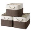 MiyabiLife Storage Storage Storage Set of 40cm x 30cm x 24cm with Drawstring Lids Boxes, Baskets, Containers, 3, (W) (D) (H), White/Brown,