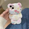 Корейский милый чехол с рисунком граффити и цветком 3d мультяшного медведя для Iphone 14 13 12 11 Pro Max, глянцевый противоударный мягкий чехол с милыми животными