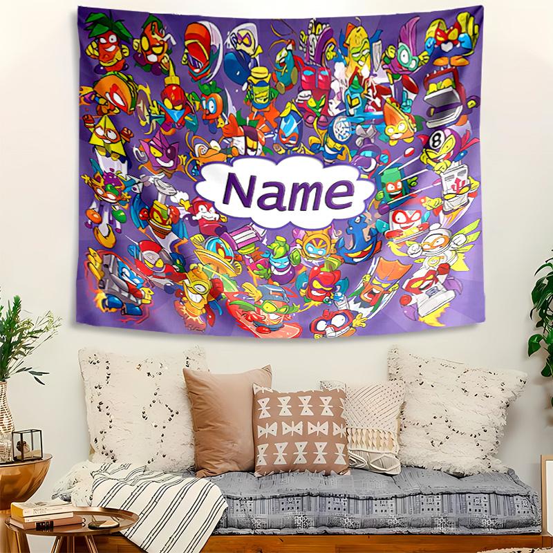 Personalized SuperZings Background Tapestry,Custom Name Birthday Party,Multifunctional Wall Decoration for Home Decor,Various Occasions