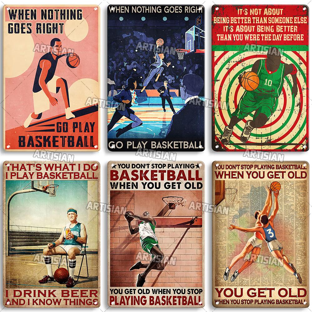 Ретро баскетболист металлическая жестяная табличка классическая спортивная декоративная тарелка мужская пещера домашняя кухня настенный декор металлический знак