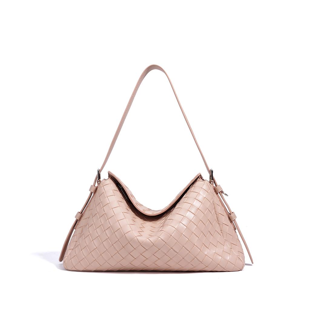 New Shoulder Bag Niche Cowhide Rhombus Messenger Bag Women's High-end Fashion Leather Woven Handbag