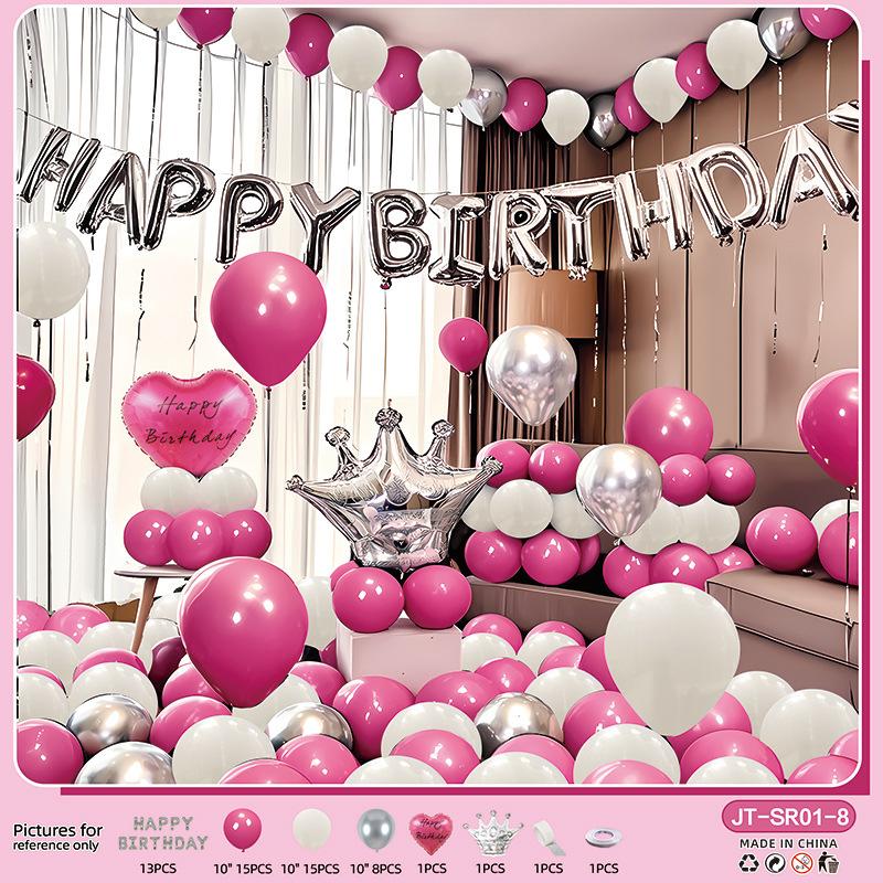 Happy Birthday Scene Arrangement Ornaments Balloon Props Dress Up Set Adult Party Background Wall Package