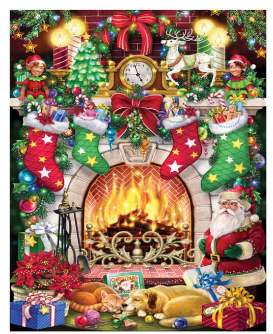 Christmas Socks Tree DIY Diamond Painting 5D Full Drill DIY Cross Stitch Kits Santa Claus Snow Scene Diamond Embroidery Decor