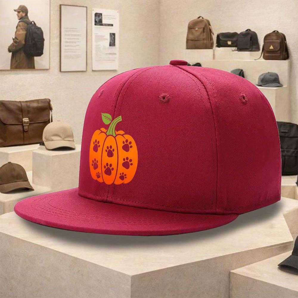 Paw Print Pumpkin Dog Lover Halloween Baseball Cap Adjustable Polyester Casual Street Style Hiphop Snapback
