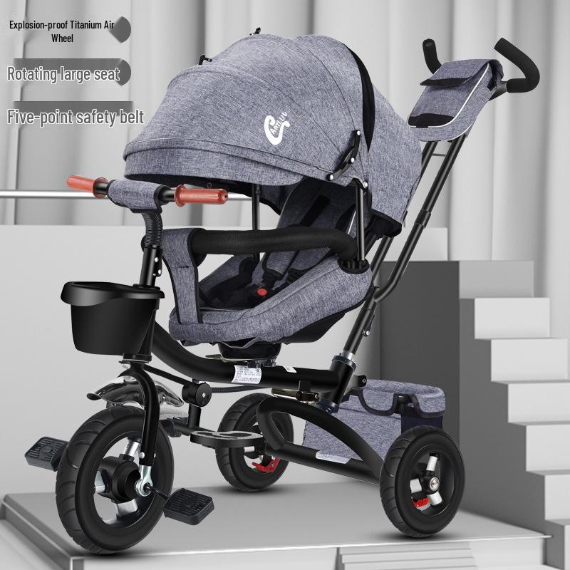Foldable Children's Tricycle and Stroller: Two-Way Reclining Bike for Kids Aged 1-5