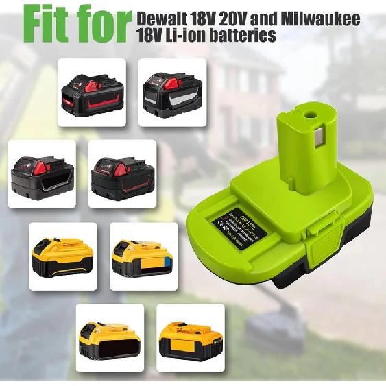Converter Battery Adapter for Dewalt 20v Max for Milwaukee 18V Llithium Battery Convert to for Ryobi Power Tools Drill DM18RL