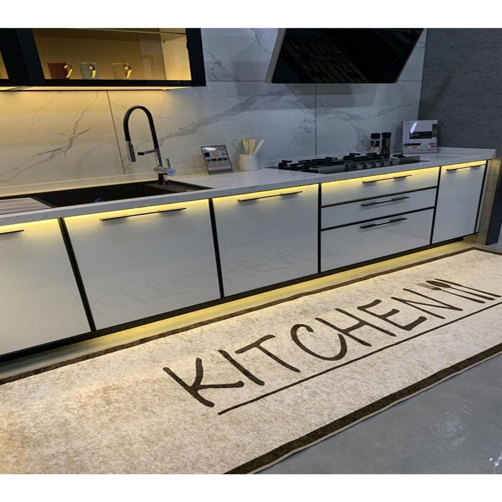 Латексная кожаная основа с бахромой, цифровая печать, современный кухонный коврик для дома, декоративный напольный ковер, противоскользящий длинный коврик, серый и коричневый