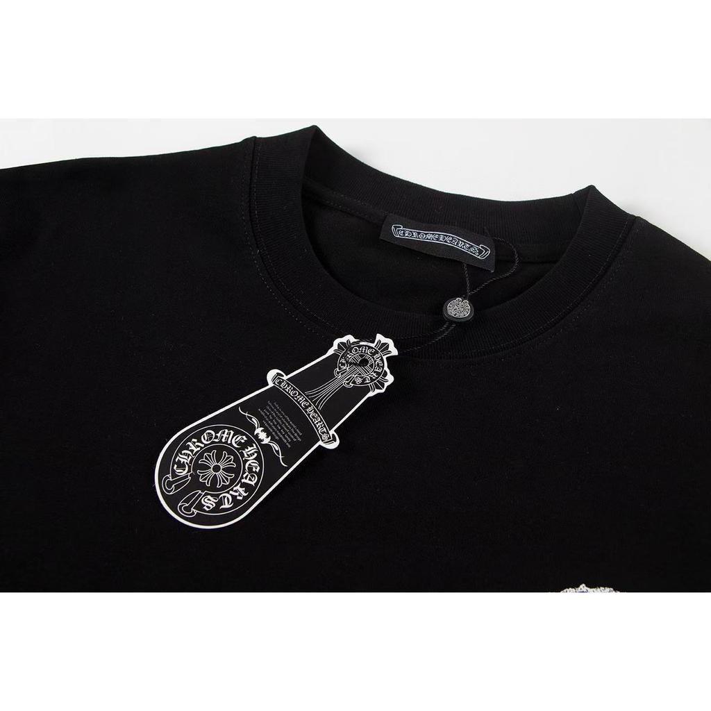 W344 CHROME HEARTS 2025 Летняя новая высококачественная хлопковая свободная футболка с круглым вырезом большого размера для мужчин и женщин, парная футболка