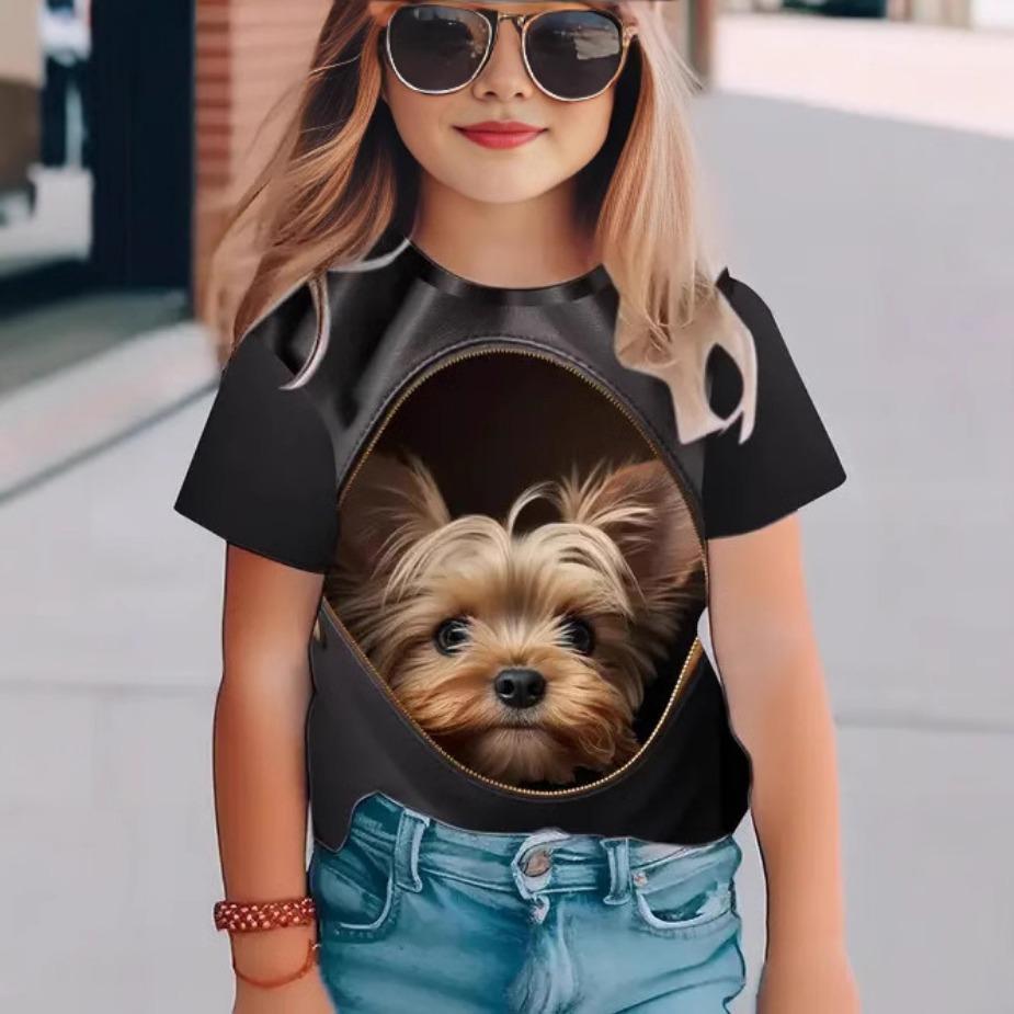 Детская футболка модная и качественная с рисунком в виде животных Love Multi Dog, детские женские футболки с короткими рукавами