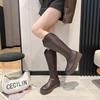 2025 Autumn and Winter Retro Fashion Thick-soled Long Fashion Boots Rear Zipper Large Tube Circumference Women's Long Boots Casual High Boots