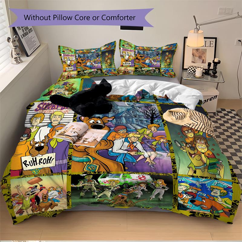 Scoobydoo Mystery Party Print 3Pcs Bedding Setduvet Cover With 2 Bedropillowcase Home Birthday Gift