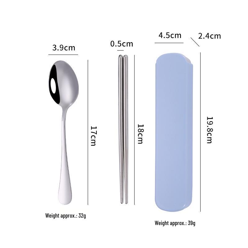 Stainless Steel 3-Piece Portable Cutlery Set with Box - Ideal Student/Child Gift