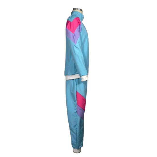 2 шт./комплект Диско-спортивный костюм Ретро 80-х Спортивная одежда С длинным рукавом Цветовой блок Куртка на молнии Высокая талия Длинные брюки Комплект Мужчины Женщины Одежда для вечеринок