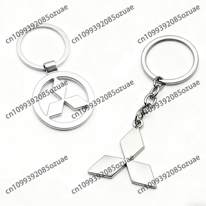 1Pcs Car Badge Emblem Keychain Metal Key Ring Accessories For Mitsubishi Outlander Lancer 10 9 ASX RALLIART Eclipse L200 Pajero