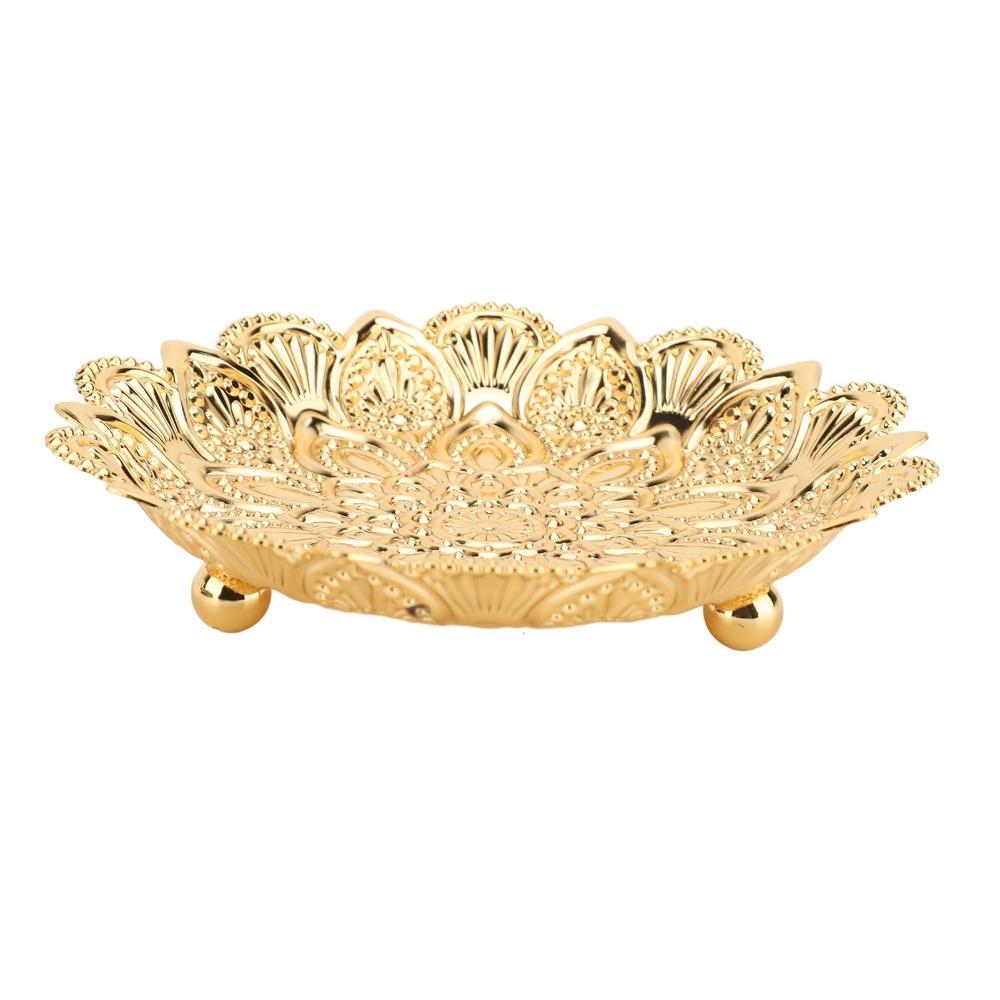 Retro Embossed Turkish Serving Tray Gold Embossed Decorative Tray For Home Bar
