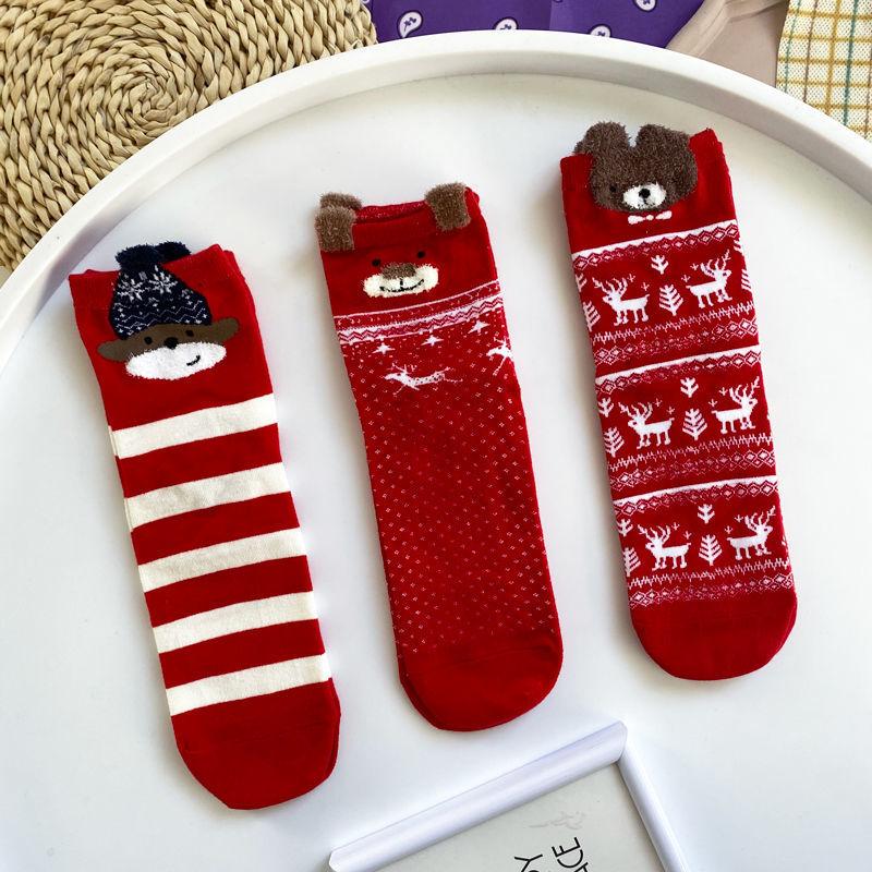 Носки, зимние рождественские носки с рисунком лося, теплые женские хлопковые милые чулки