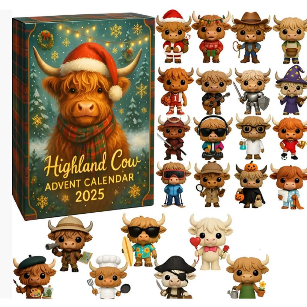 Адвент-календарь 2025, 24 дня Рождественский адвент-календарь, Коровьи украшения для рождественской елки, украшение для дома