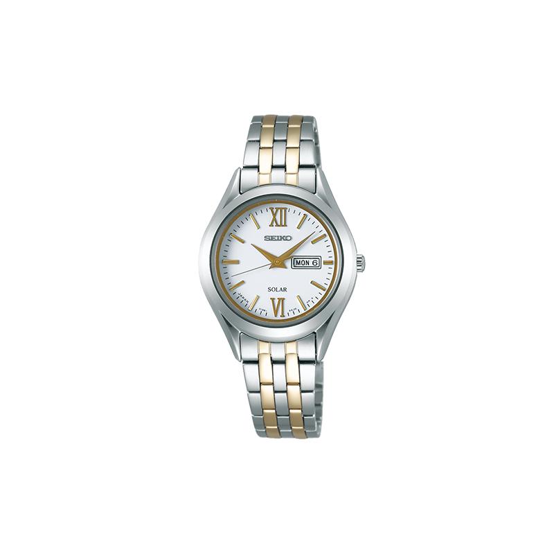 Seiko Серия SPIRIT, водозащита для жизни, питание от солнечной энергии, отображение даты, солнечный кварц, стальной ремешок, женские часы, белый циферблат STPX033