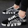 Fashion Men's Sports Running Shoes Canvas Geometric Style Lace-Up Sneakers Couples' Fashionable Graffiti Print Skate Shoes Men