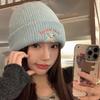 Korean Cute Puppy Knitted Wool Hat for Women Thickened Warm Autumn and Winter New Style Showing Face Small Bag Head Cartoon Cold Hat