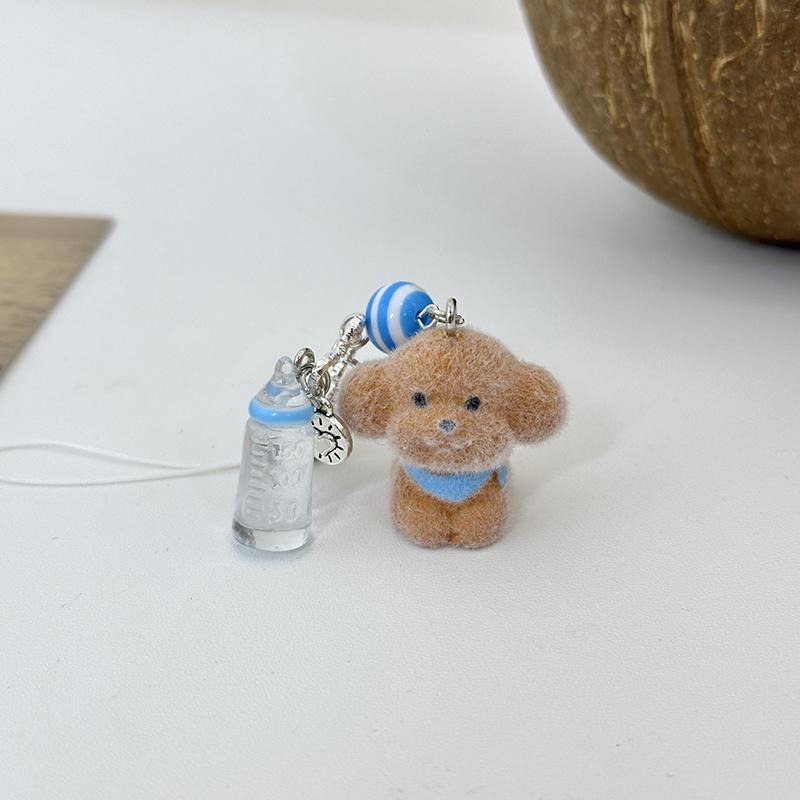 Kawaii Flocking Animal Phone Lanyard Cartoon Puppy Koala Keychain Creative Cute Keyring Bag Подвеска Для Пары Подарки