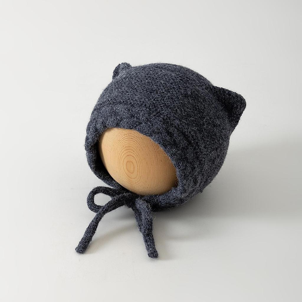 Вязаная шерстяная шапка с защитой ушей для новорожденных - Теплый зимний пуловер для мальчиков и девочек