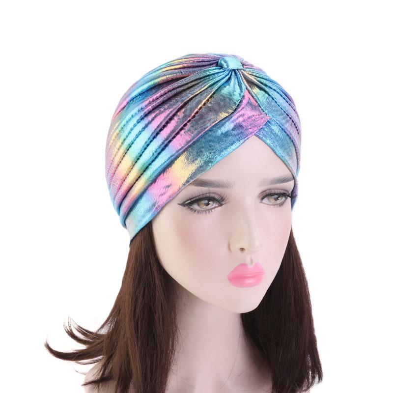 Новые Красочные Женские Мусульманские Хиджабы Внутренние Шапочки для Хиджаба Лазерные Шелковистые Перекрещенные Тюрбаны Повязки на Голову Головные Уборы Женский Мусульманский Хиджаб Шарф Платок
