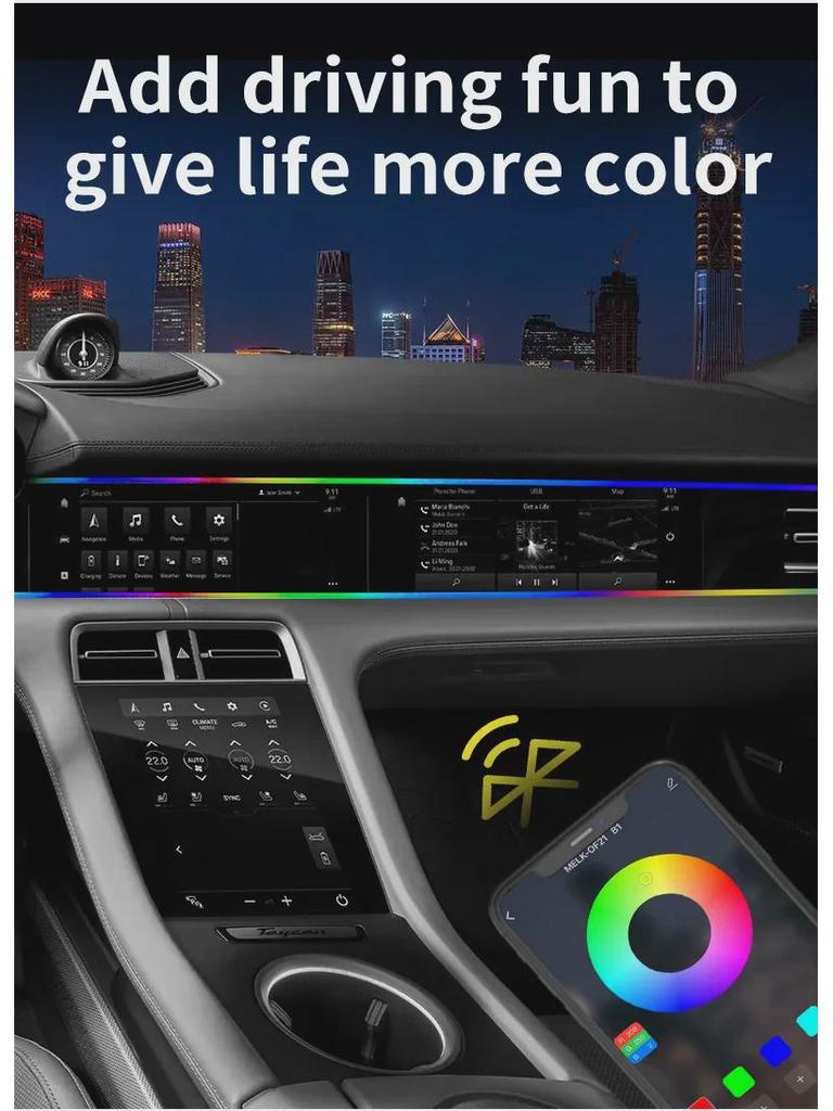 LED Car Interior Rhythm Lights with App Control
