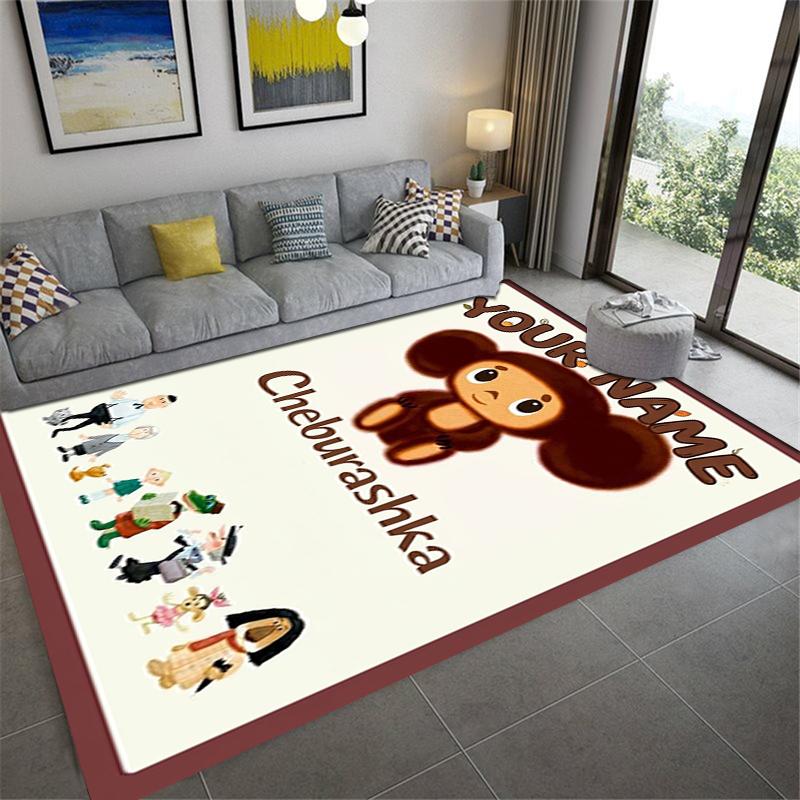 Custom Name Cheburashkas Carpet Rug for Living Room Bedroom Home Sofa Decoration,Kids play Non-slip Floor Mat