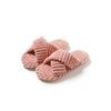 Striped Open ** Fork with Cotton Slippers Fluffy Slippers Comfortable and Simple Home Plush Slippers
