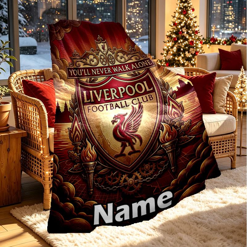 Custom Name Personalized Liverpool FC Print Blanket, Home Decor, Bedroom, Sofa, Camping, Couch, Gifts for Birthday Christmas